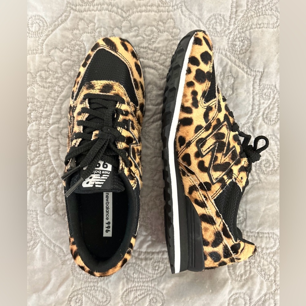 NWOT New Balance 996 J Crew Collab Leopard Print Calf Hair Sneakers Size 8 - Picture 6 of 10